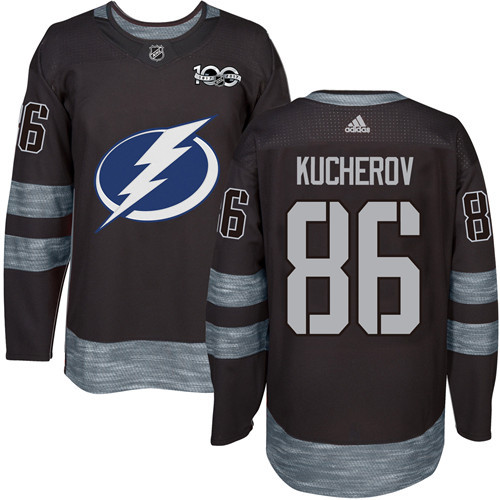 Adidas Tampa Bay Lightning #86 Nikita Kucherov Black 1917-2017 100th Anniversary Stitched Jersey Men's