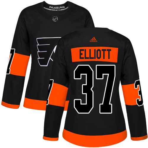 Adidas Philadelphia Flyers #37 Brian Elliott Black Alternate Authentic Women's Stitched Jersey Womens
