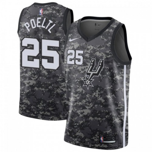 San Antonio Spurs #25 Jakob Poeltl Black Swingman City Edition 2018/19 Jersey Mens