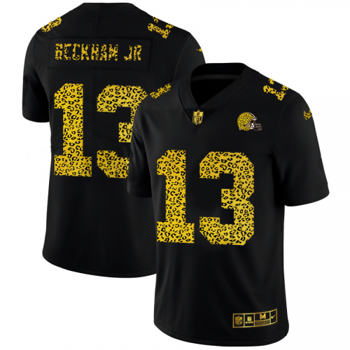 Cleveland Cleveland Browns #13 Odell Beckham Jr. Men's Leopard Print Fashion Vapor Limited Jersey Black Men's