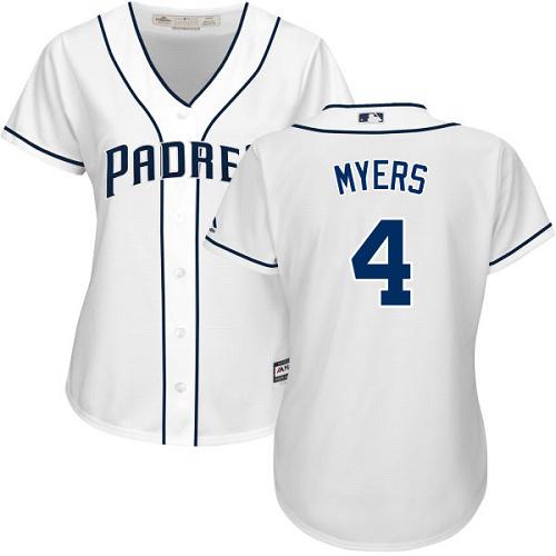 San Diego Padres #4 Wil Myers White Home Women's Stitched Jersey Womens