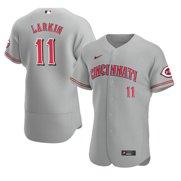 Men's Cincinnati Reds 11 Authentic 2020 Road Gray Barry Larkin Jersey