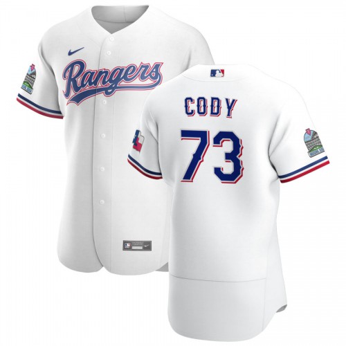 Texas Texas Rangers #73 Kyle Cody Men's White Home 2020 Authentic Patch Player Jersey Men's