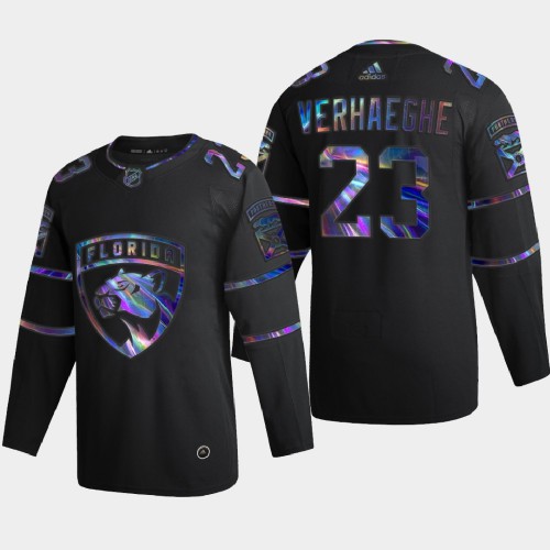 Florida Florida Panthers #23 Carter Verhaeghe Men's Iridescent Holographic Collection Jersey - Black Men's