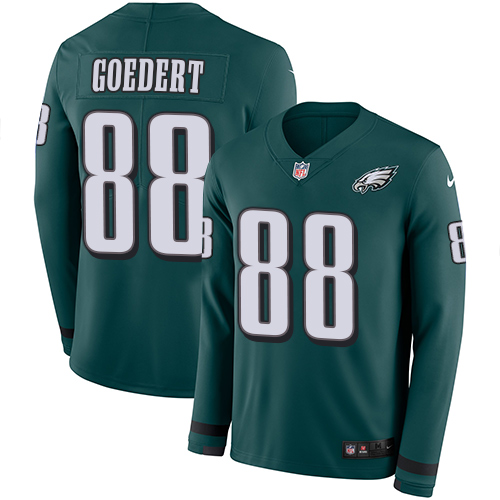 Eagles #88 Dallas Goedert Midnight Green Team Color Men's Stitched Limited Therma Long Sleeve Jersey