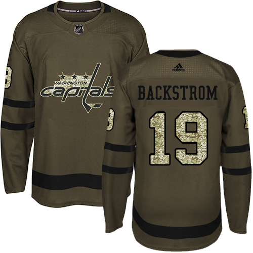 Adidas Washington Capitals #19 Nicklas Backstrom Green Salute to Service Stitched Youth Jersey Youth