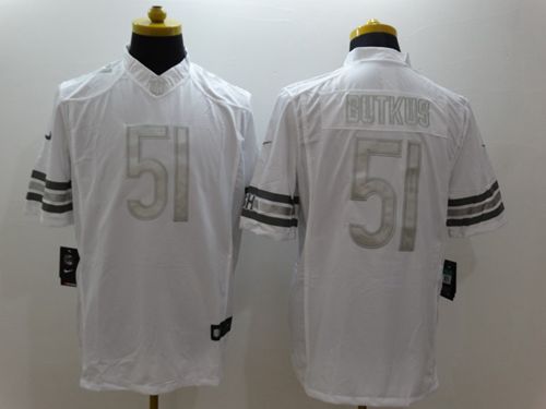 Bears #51 Dick Butkus White Men's Stitched Limited Platinum Jersey