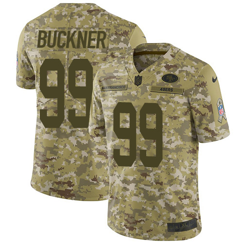 San Francisco 49ers #99 DeForest Buckner Camo Youth Stitched Limited 2018 Salute to Service Jersey Youth