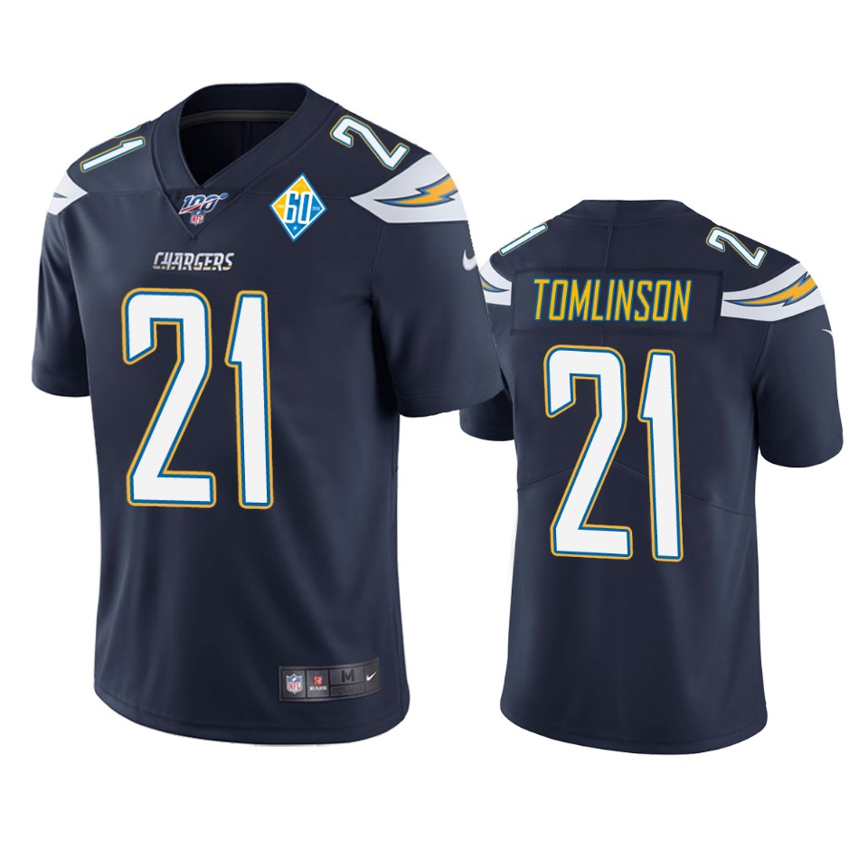 Los Angeles Chargers #21 Ladainian Tomlinson Navy 60th Anniversary Vapor Limited Jersey