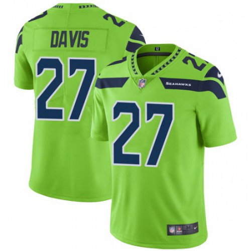 Seattle Seahawks #27 Mike Davis Green Men's Stitched Limited Rush Jersey Men's