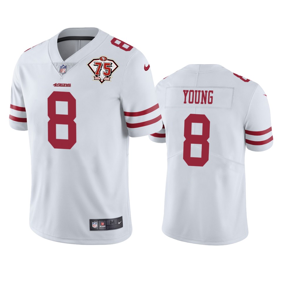 49ers #8 Steve Young White Men's 75th Anniversary Stitched Vapor Untouchable Limited Jersey