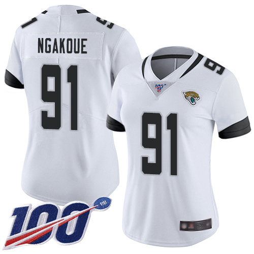 Jacksonville Jaguars #91 Yannick Ngakoue White Women's Stitched 100th Season Vapor Limited Jersey Womens