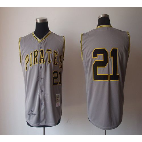 Mitchell And Ness 1962 Pittsburgh Pirates #21 Roberto Clemente Grey Stitched Jersey Men's