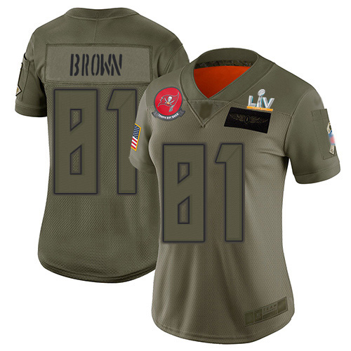 Tampa Bay Buccaneers #81 Antonio Brown Camo Women's Super Bowl LV Bound Stitched Limited 2019 Salute To Service Jersey Womens