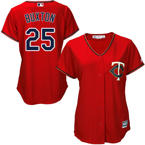 Minnesota Twins #25 Byron Buxton Red Alternate Women's Stitched Jersey Womens