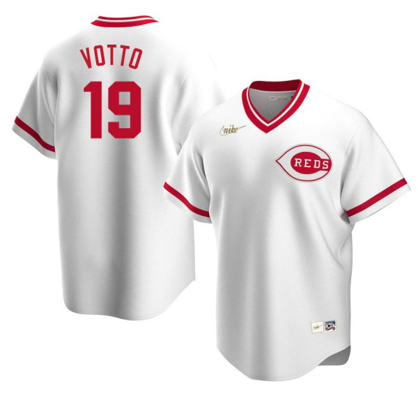 Men's Youth Women's Cincinnati Reds 19 Replica Cooperstown Collection White Home Joey Votto Jersey