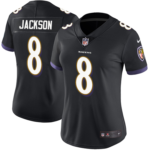 Ravens #8 Lamar Jackson Black Alternate Women's Stitched Vapor Untouchable Limited Jersey