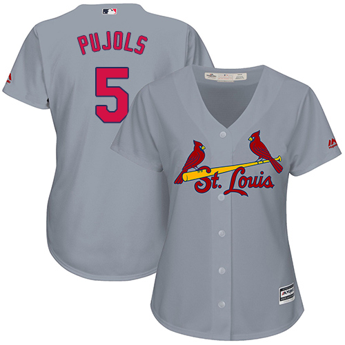 St.Louis Cardinals #5 Albert Pujols Grey Road Women's Stitched Jersey Womens