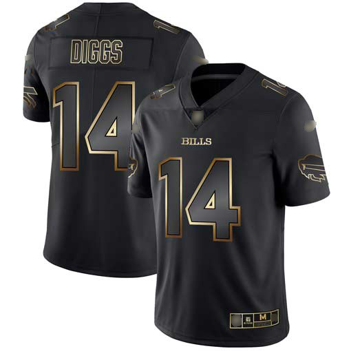 Bills #14 Stefon Diggs Black/Gold Men's Stitched Vapor Untouchable Limited Jersey