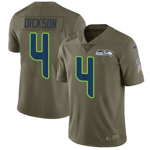 Seattle Seahawks #4 Michael Dickson Olive Youth Stitched Limited 2017 Salute to Service Jersey Youth