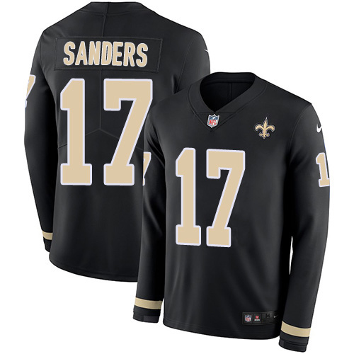 New Orleans Saints #17 Emmanuel Sanders Black Team Color Men's Stitched Limited Therma Long Sleeve Jersey Men's