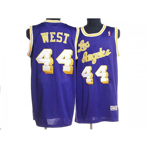 Mitchell and Ness Los Angeles Lakers #44 Jerry West Stitched Purple Throwback Jersey Mens