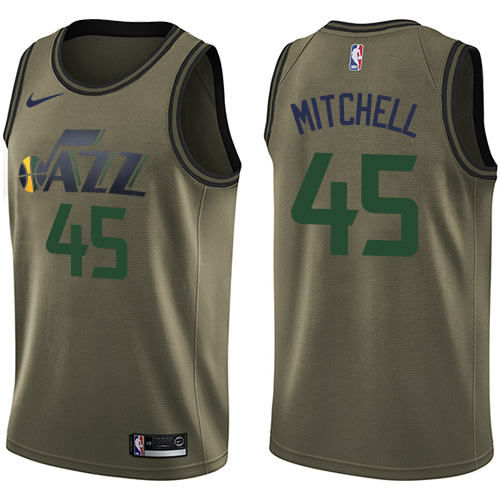 Utah Jazz #45 Donovan Mitchell Green Salute to Service Youth Swingman Jersey Youth