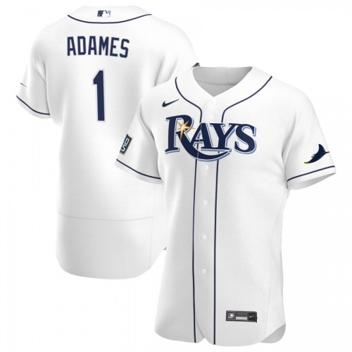 Tampa Bay Tampa Bay Rays #1 Willy Adames Men's White Home 2020 World Series Bound Authentic Player Jersey Men's