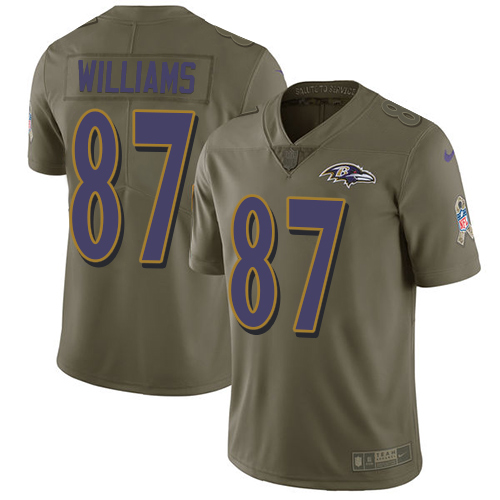 Baltimore Ravens #87 Maxx Williams Olive Youth Stitched Limited 2017 Salute to Service Jersey Youth