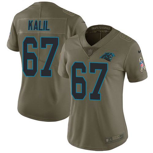 Carolina Panthers #67 Ryan Kalil Olive Women's Stitched Limited 2017 Salute to Service Jersey Womens