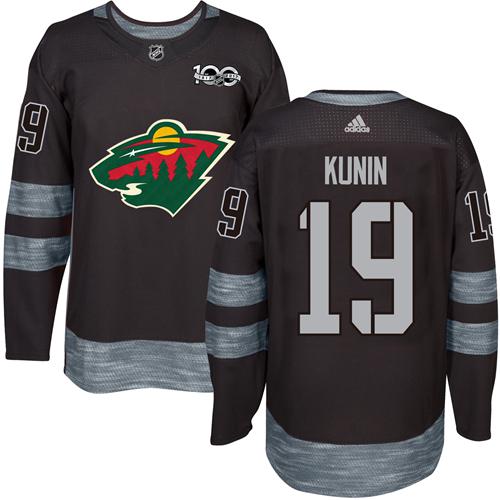 Adidas Minnesota Wild #19 Luke Kunin Black 1917-2017 100th Anniversary Stitched Jersey Men's