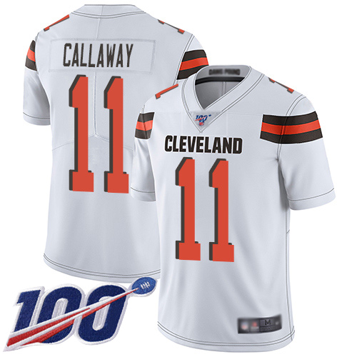Cleveland Browns #11 Antonio Callaway White Men's Stitched 100th Season Vapor Limited Jersey Men's