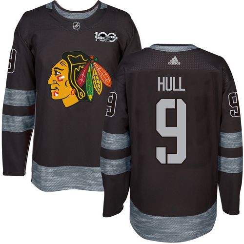 Adidas Chicago Blackhawks #9 Bobby Hull Black 1917-2017 100th Anniversary Stitched Jersey Men's