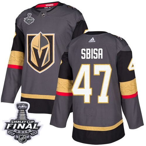 Adidas Golden Vegas Golden Knights #47 Luca Sbisa Grey Home Authentic 2018 Stanley Cup Final Stitched Youth Jersey Youth