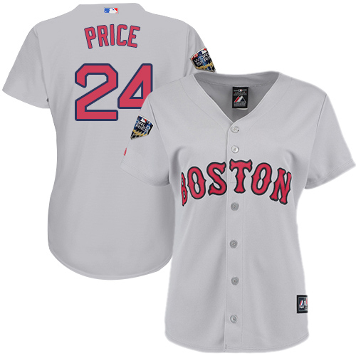 Boston Red Sox #24 David Price Grey Road 2018 World Series Women's Stitched Jersey Womens