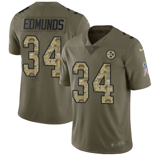 Pittsburgh Steelers #34 Terrell Edmunds Olive/Camo Men's Stitched Limited 2017 Salute To Service Jersey Men's