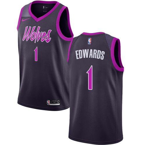 Minnesota Timberwolves #1 Anthony Edwards Purple Swingman City Edition 2018/19 Jersey Mens