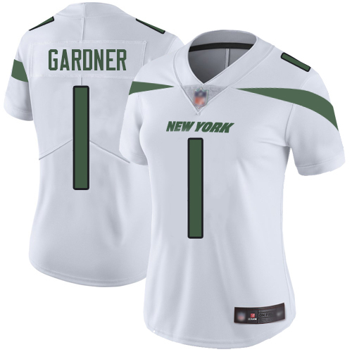 Jets #1 Ahmad Sauce Gardner White Women's Stitched Vapor Untouchable Limited Jersey