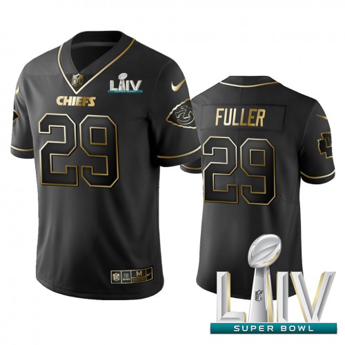 Kansas City Chiefs #29 Kendall Fuller Black Golden Super Bowl LIV 2020 Limited Edition Stitched Jersey Men's