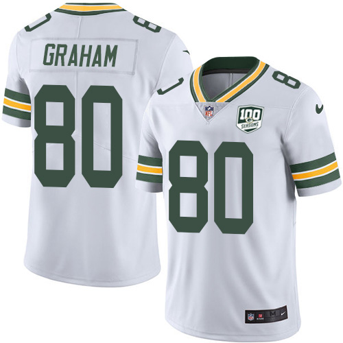Green Bay Packers #80 Jimmy Graham White Men's 100th Season Stitched Vapor Untouchable Limited Jersey Men's