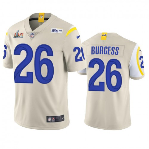 Los Angeles Los Angeles Rams #26 Terrell Burgess Men's Super Bowl LVI Patch Vapor Limited Jersey - Bone Men's