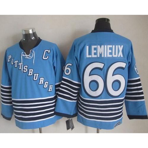 Pittsburgh Penguins #66 Mario Lemieux Light Blue CCM Throwback Stitched Jersey Men's