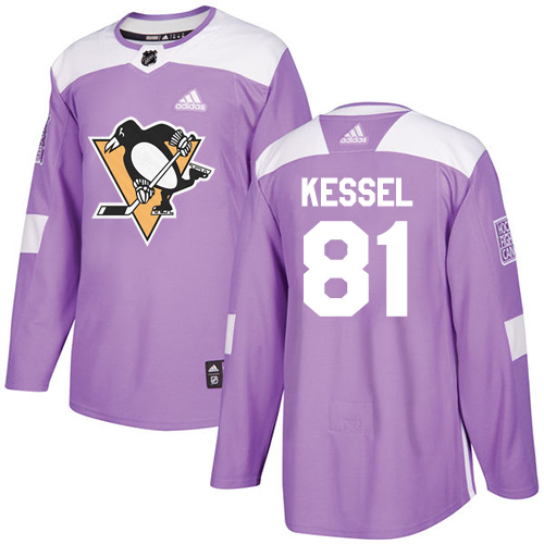 Adidas Pittsburgh Penguins #81 Phil Kessel Purple Authentic Fights Cancer Stitched Jersey Men's
