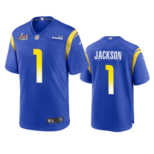 Los Angeles Los Angeles Rams #1 Desean Jackson Men's Super Bowl LVI Patch Game Jersey - Royal Men's