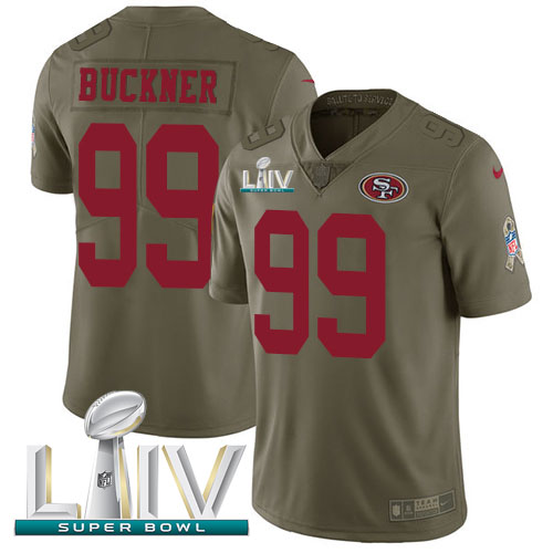San Francisco 49ers #99 DeForest Buckner Olive Super Bowl LIV 2020 Men's Stitched Limited 2017 Salute To Service Jersey Men's