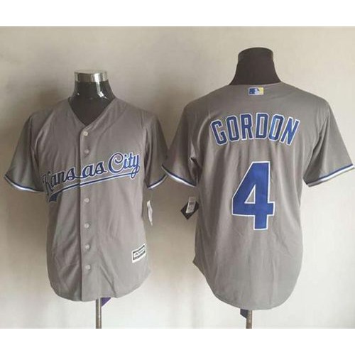 Kansas City Royals #4 Alex Gordon New Grey Cool Base Stitched Jersey Men's