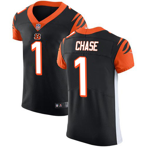 Bengals #1 Ja'Marr Chase Black Team Color Men's Stitched Vapor Untouchable Elite Jersey
