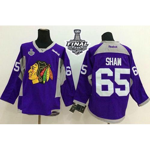 Chicago Blackhawks #65 Andrew Shaw Purple Practice 2015 Stanley Cup Stitched Jersey Men's
