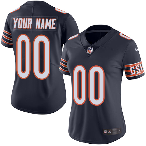 Chicago Bears Customized Navy Blue Team Color Stitched Vapor Untouchable Limited Women's Jersey