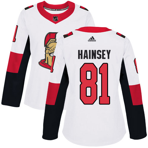 Adidas Ottawa Senators #81 Ron Hainsey White Road Authentic Women's Stitched Jersey Womens